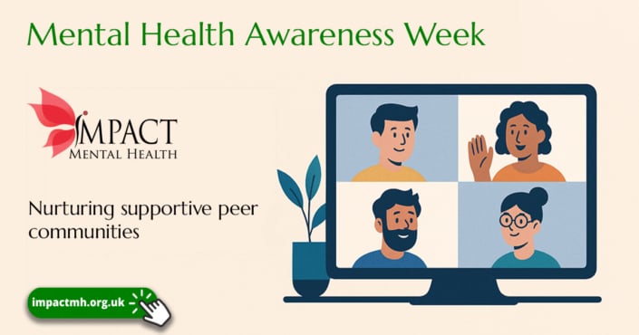 Mental Health Awareness Week An image promoting mental health awareness week 2025 and impacts online mental health community