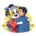 A cartoon image of Kaizen as a person hugging a man